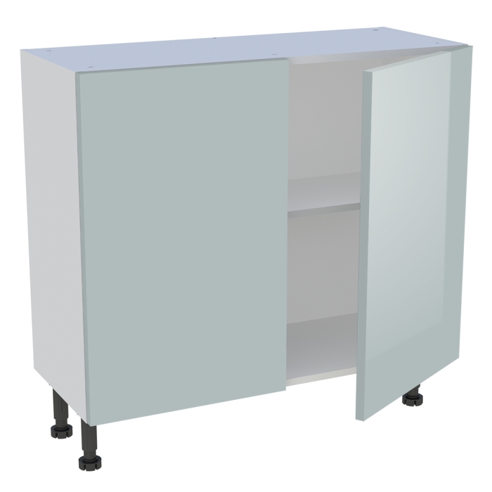 Meuble bas cuisine 2 portes H. 87 cm x L. 90 cm x P. 36,9 cm - Gris cendre brillant