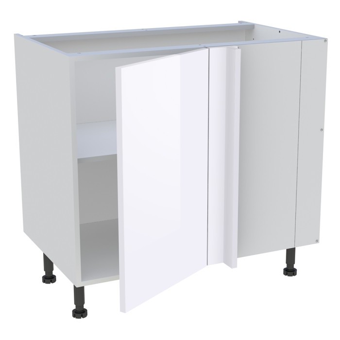 Meuble bas d'angle cuisine 1 porte H. 87 cm x L. 90 cm - Blanc brillant