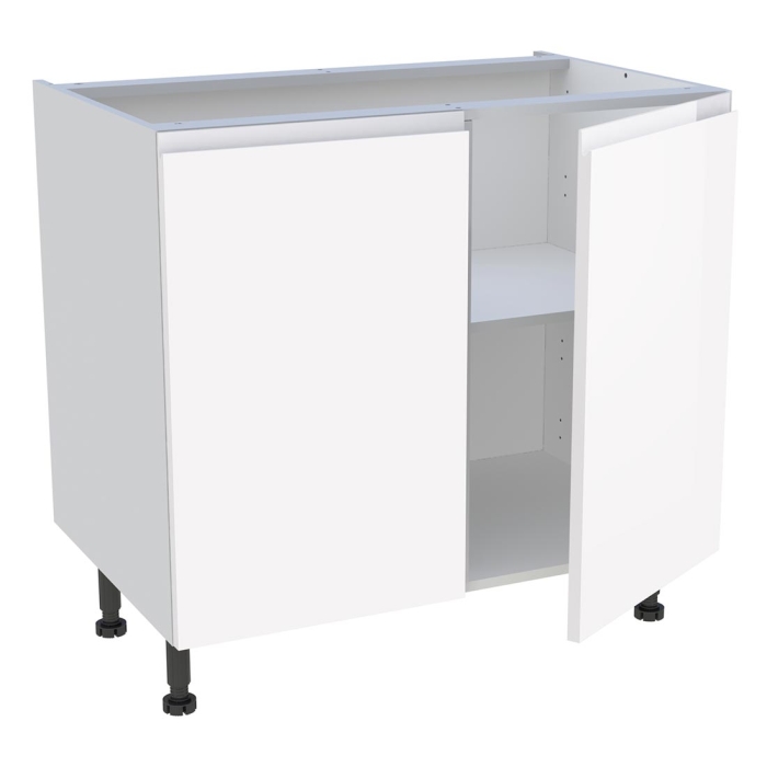 Meuble bas cuisine 2 portes H. 87 cm x L. 90 cm - Blanc brillant sans poignée