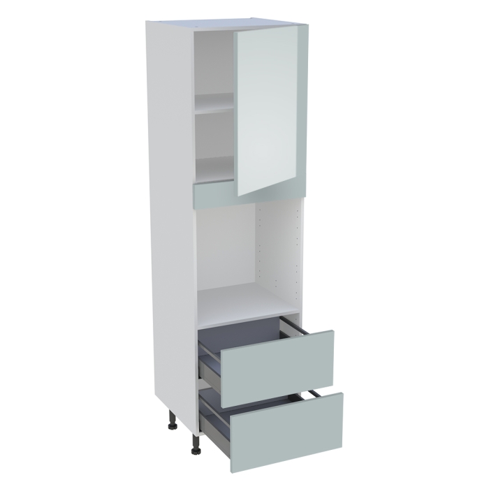 Colonne cuisine 1 porte, 2 casseroliers H. 216,6 cm x L. 60 cm - CF2C1P - Gris cendre brillant