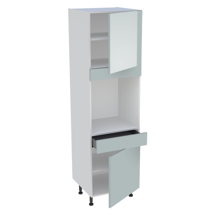 Colonne cuisine 2 portes, 1 tiroir H. 216,6 cm x L. 60 cm - Gris cendre brillant