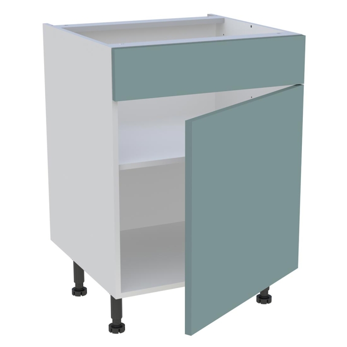 Meuble bas cuisine 1 porte, 1 faux tiroir H. 87 cm x L. 60 cm - Vert opale mat