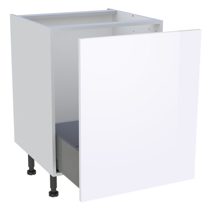 Meuble bas cuisine 1 coulissant H. 87 cm x L. 60 cm - Blanc brillant