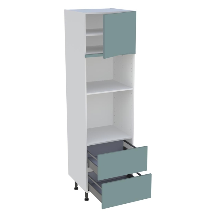 Colonne cuisine 1 porte, 2 casseroliers H. 216,6 cm x L. 60 cm - Vert opale mat