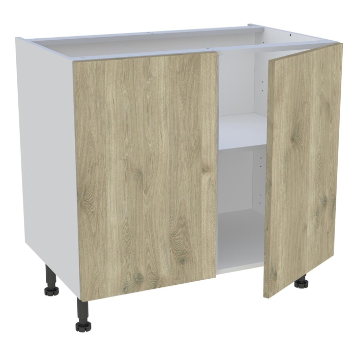 Meuble bas cuisine 2 portes H. 87 cm x L. 90 cm - Chêne doré