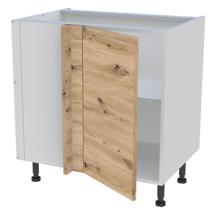 Meuble bas d'angle cuisine 1 porte H. 87 cm x L. 80 cm - Chêne naturel sans poignée