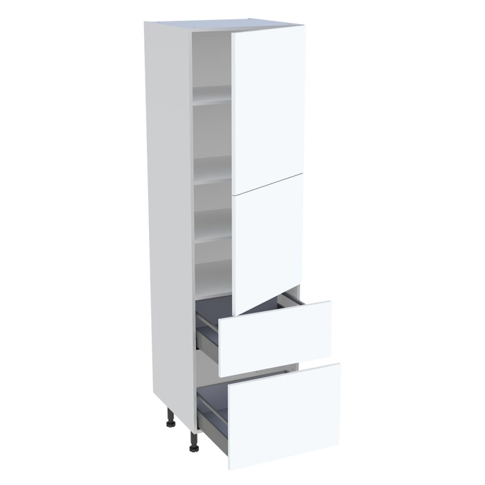 Colonne cuisine 2 portes, 2 casseroliers H. 216,6 cm x L. 60 cm - Blanc mat