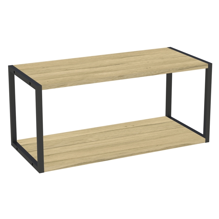 Etagère suspendue chêne clair cadre métal noir - L. 80 cm