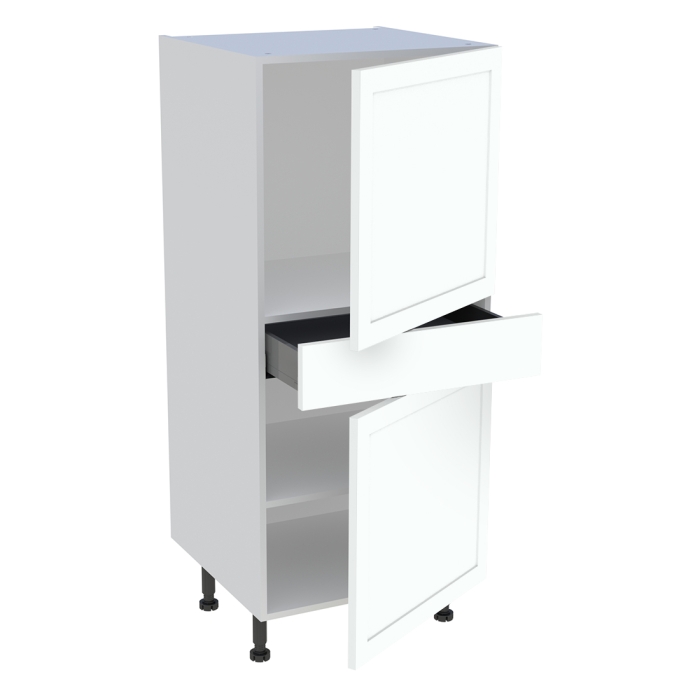 Demi colonne cuisine 1 tiroir, 2 portes H. 129,6 cm x L. 60 cm - Blanc cadre