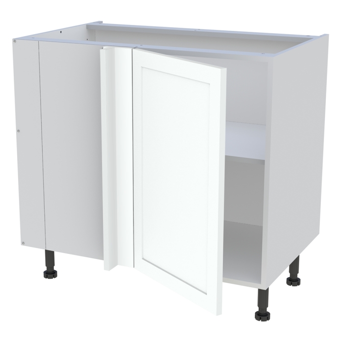 Meuble bas d'angle cuisine 1 porte H. 87 cm x L. 90 cm - Blanc cadre