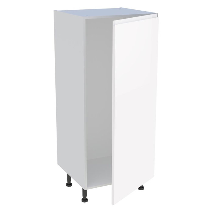 Demi colonne cuisine 1 porte H. 129,6 cm x L. 60 cm - Blanc brillant sans poignée