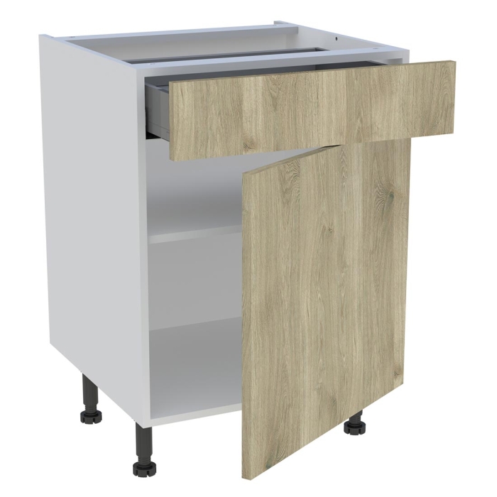 Meuble bas cuisine 1 porte, 1 tiroir H. 87 cm x L. 60 cm - Chêne doré