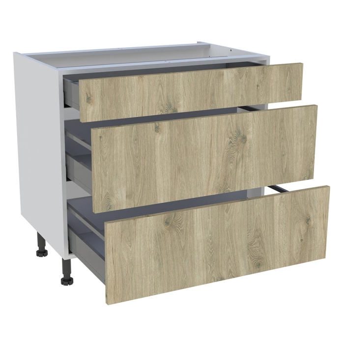 Meuble bas cuisine 1 tiroir, 2 casseroliers H. 87 cm x L. 90 cm - Chêne doré