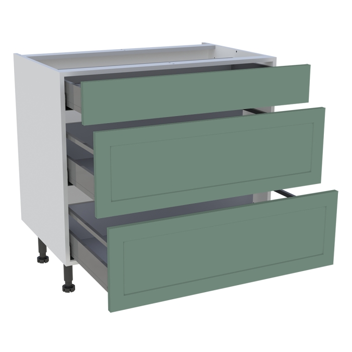 Meuble bas cuisine 1 tiroir, 2 casseroliers H. 87 cm x L. 90 cm - Vert sauge cadre