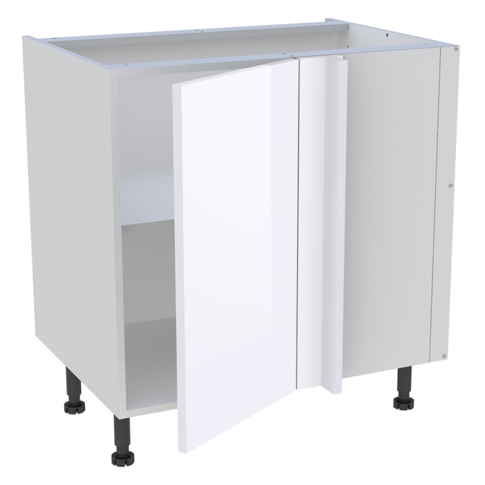 Meuble bas d'angle cuisine 1 porte H. 87 cm x L. 80 cm - Blanc brillant