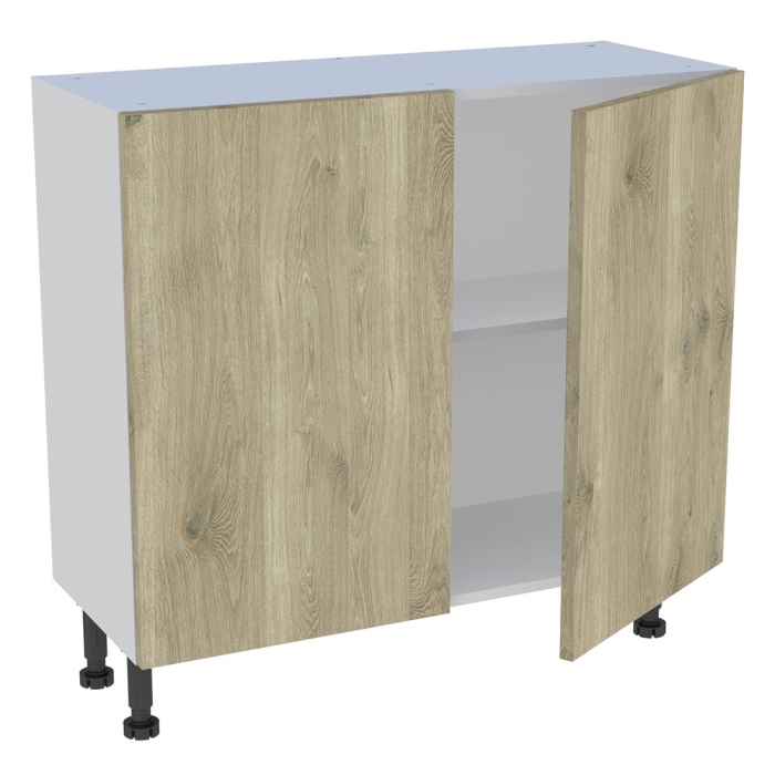 Meuble bas cuisine 2 portes H. 87 cm x L. 90 cm x P. 36,9 cm - Chêne doré