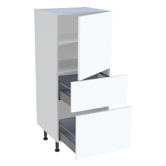 Demi colonne cuisine 1 porte, 2 casseroliers H. 129,6 cm x L. 60 cm - Blanc mat