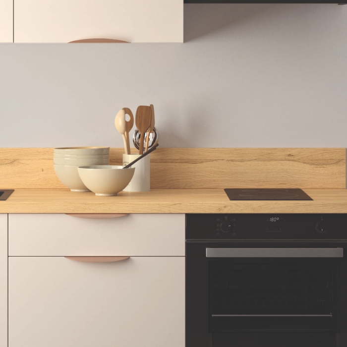 Cuisine complète Lin mat 180 cm avec meuble four - Avec Plan de travail