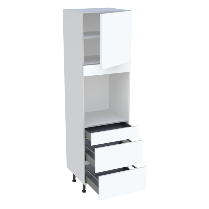 Colonne cuisine 1 porte, 1 tiroir, 2 casseroliers H. 216,6 cm x L. 60 cm - Blanc mat
