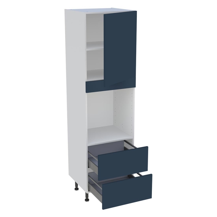 Colonne cuisine 1 porte, 2 casseroliers H. 216,6 cm x L. 60 cm - CF2C1P - Bleu nuit mat