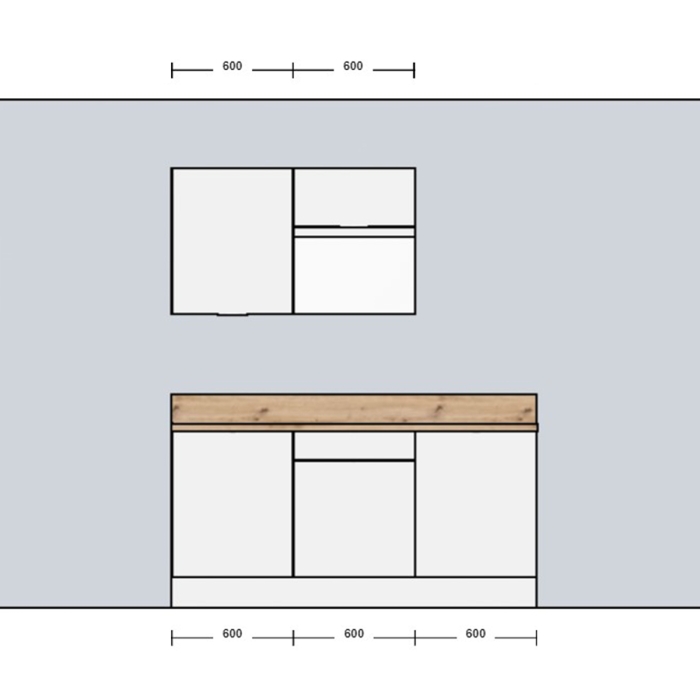 Cuisine complète Bois et Vert mat 180 cm avec meuble micro-ondes - Avec Plan de travail