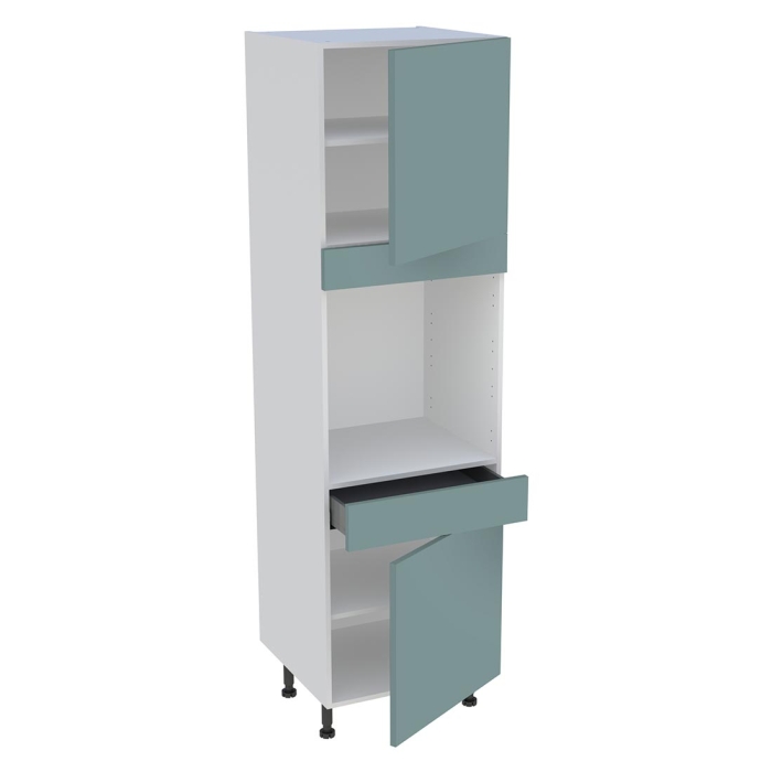 Colonne cuisine 2 portes, 1 tiroir H. 216,6 cm x L. 60 cm - Vert opale mat