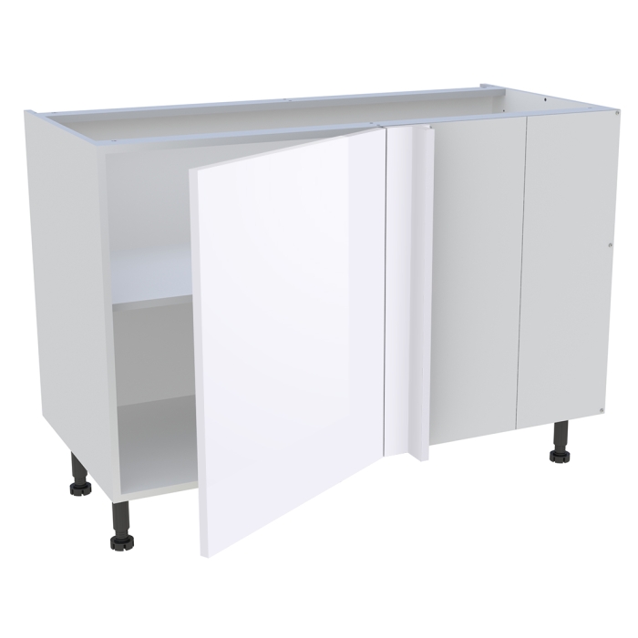 Meuble bas d'angle cuisine 1 porte H. 87 cm x L. 120 cm - Blanc brillant