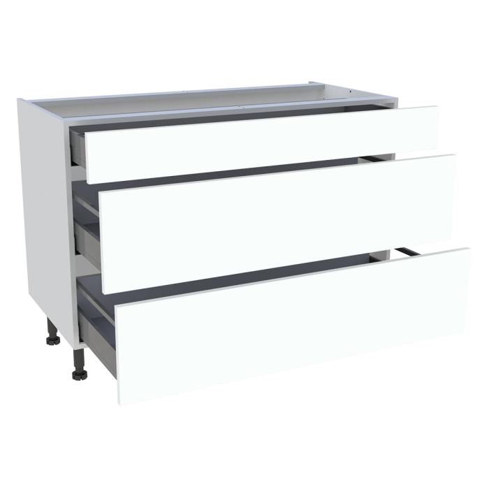 Meuble bas cuisine 1 tiroir, 2 casseroliers H. 87 cm x L. 120 cm - Blanc chaud mat
