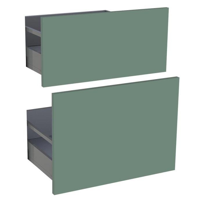 Kit façade meuble cuisine Vert Sauge Mat 2 casseroliers H. 71,7 cm L. 59,7 cm