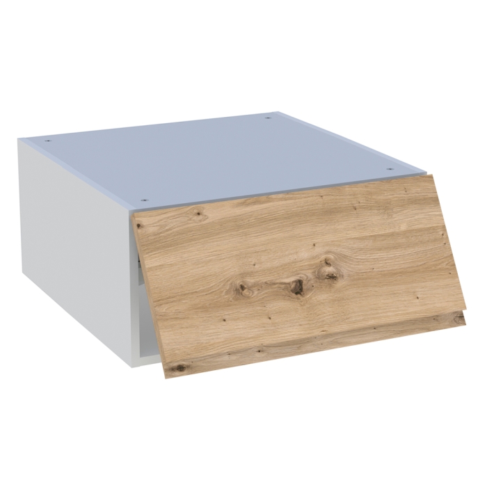 Meuble haut cuisine 1 porte relevante H. 28,8 cm x L. 60 cm - Chêne naturel sans poignée