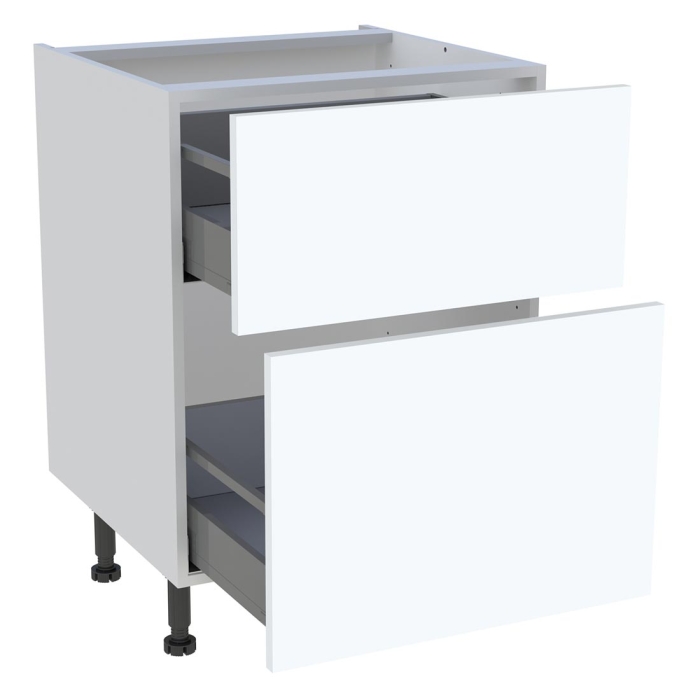 Meuble bas cuisine 2 casseroliers H. 87 cm x L. 60 cm - Blanc mat