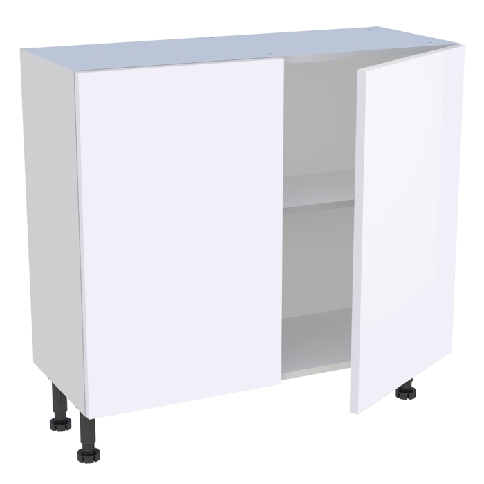 Meuble bas cuisine 2 portes H. 87 cm x L. 90 cm x P. 36,9 cm - Blanc brillant