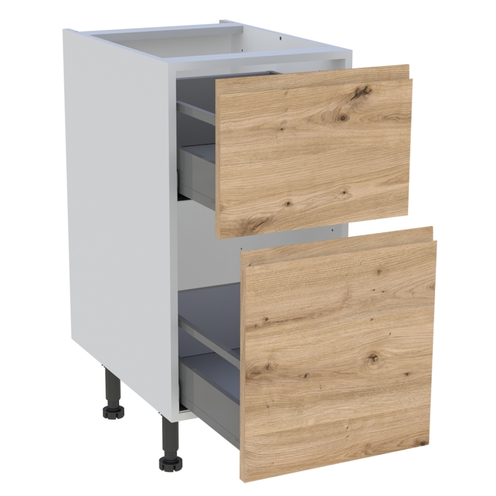 Meuble bas cuisine 2 casseroliers H. 87 cm x L. 40 cm - Chêne naturel sans poignée