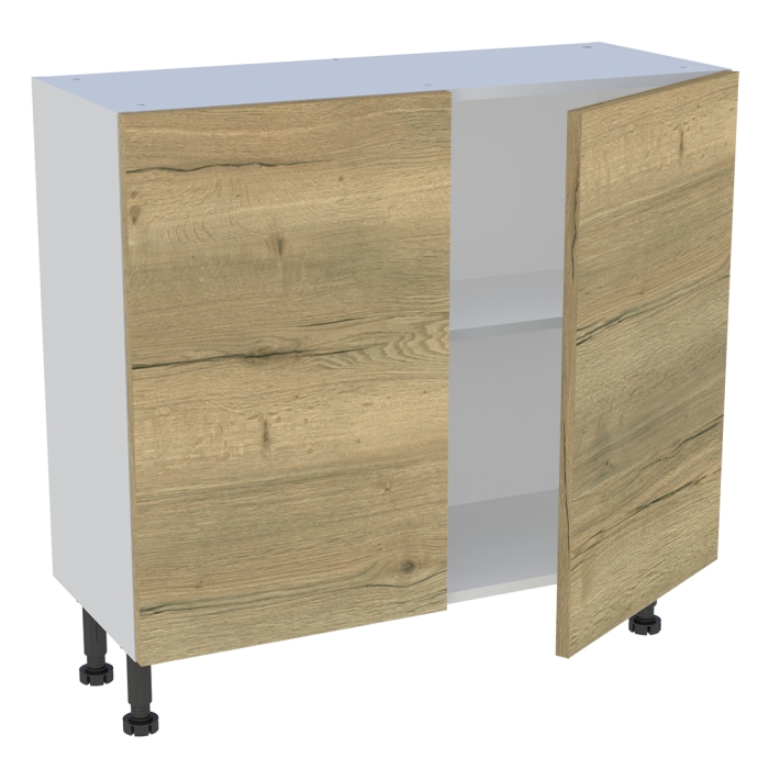 Meuble bas cuisine 2 portes H. 87 cm x L. 90 cm x P. 36,9 cm - Chêne structuré