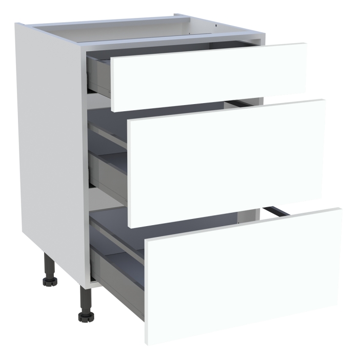 Meuble bas cuisine 1 tiroir, 2 casseroliers H. 87 cm x L. 60 cm - Blanc chaud mat