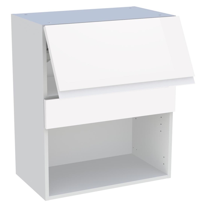 Meuble haut cuisine 1 porte relevante H. 72 cm x L. 60 cm - Blanc brillant sans poignée