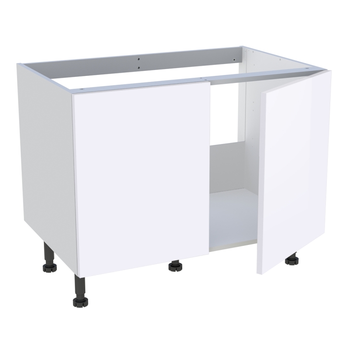 Meuble bas cuisine 2 portes pour évier timbre H. 72,6 cm x L. 90 cm  - Blanc brillant