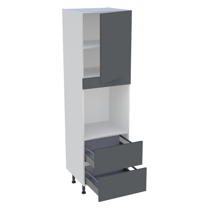 Colonne cuisine 1 porte, 2 casseroliers H. 216,6 cm x L. 60 cm - CF2C1P - Gris ardoise mat