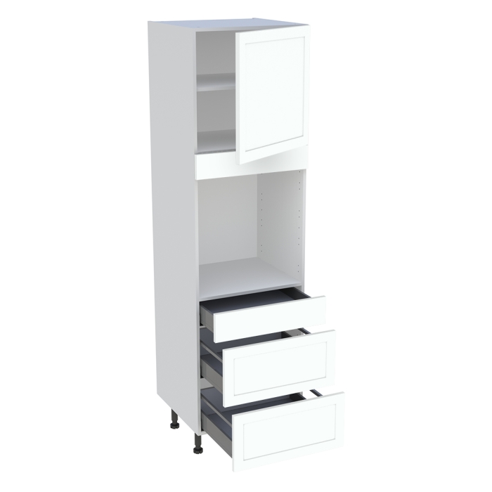 Colonne cuisine 1 porte, 1 tiroir, 2 casseroliers H. 216,6 cm x L. 60 cm - Blanc cadre