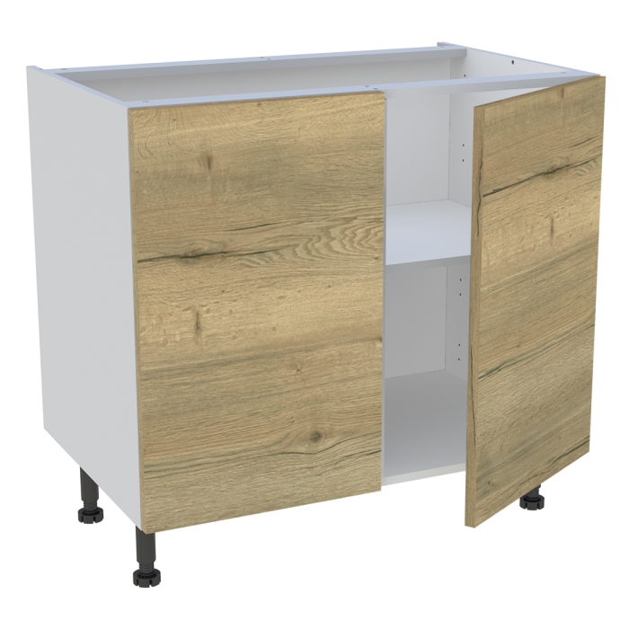 Meuble bas cuisine 2 portes H. 87 cm x L. 90 cm - Chêne structuré