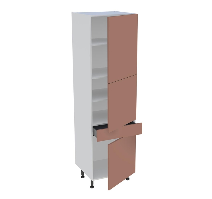 Colonne cuisine 3 portes, 1 tiroir H. 216,6 cm x L. 60 cm - Terracotta mat