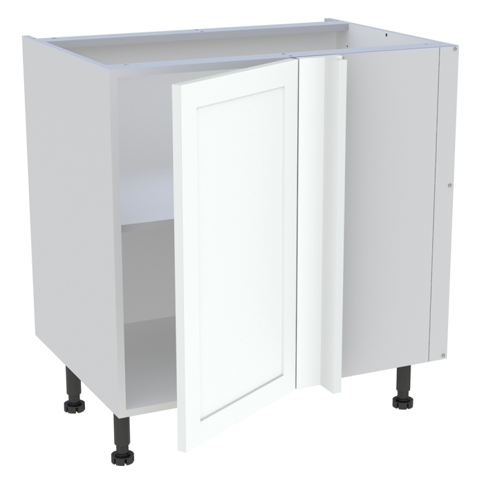 Meuble bas d'angle cuisine 1 porte H. 87 cm x L. 80 cm - Blanc cadre