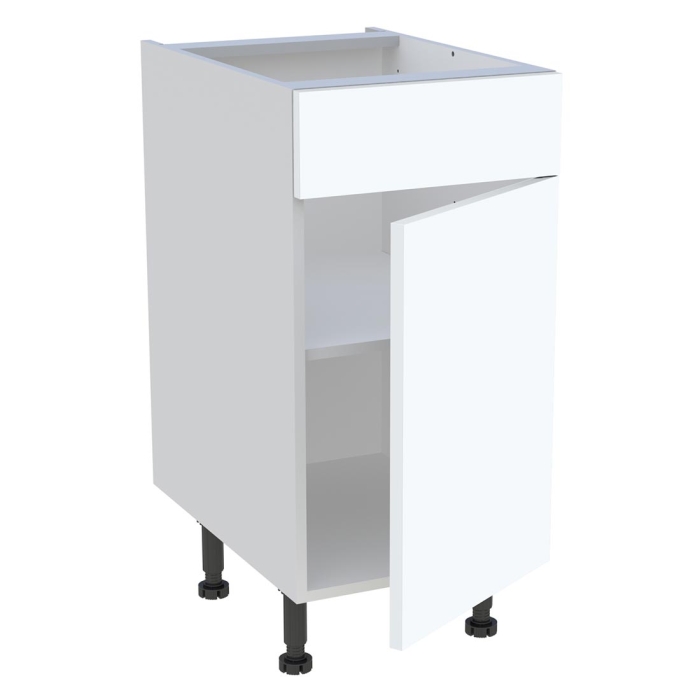 Meuble bas cuisine 1 porte, 1 faux tiroir H. 87 cm x L. 40 cm - Blanc mat