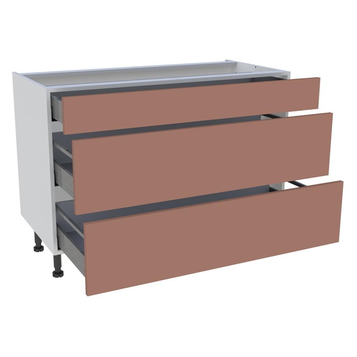 Meuble bas cuisine 1 tiroir, 2 casseroliers H. 87 cm x L. 120 cm - Terracotta mat