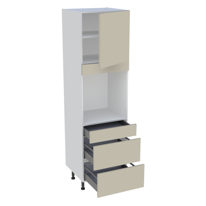 Colonne cuisine 1 porte, 1 tiroir, 2 casseroliers H. 216,6 cm x L. 60 cm - Beige mat