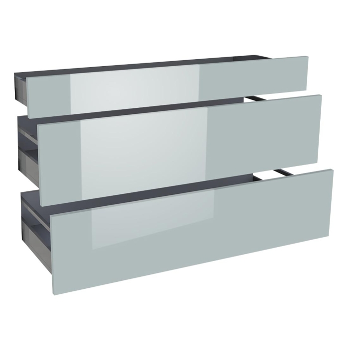 Kit façade meuble cuisine Gris Cendre Brillant 1 tiroir, 2 casseroliers H. 71,7 cm L. 119,7 cm