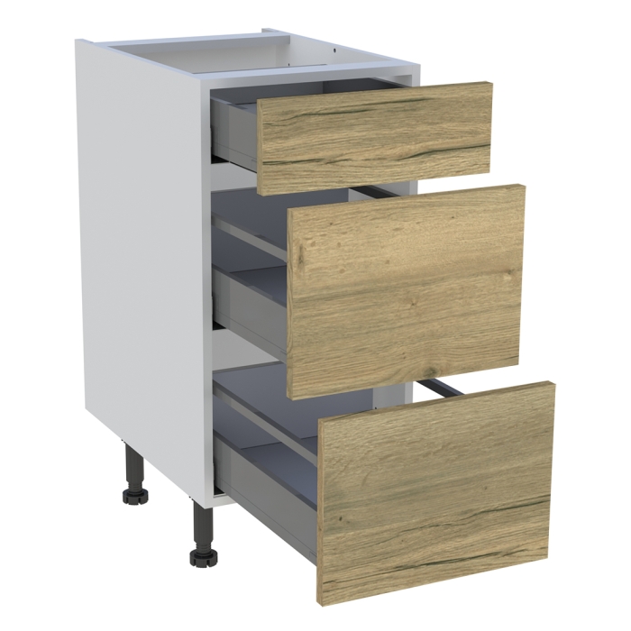 Meuble bas cuisine 1 tiroir, 2 casseroliers H. 87 cm x L. 40 cm - Chêne structuré