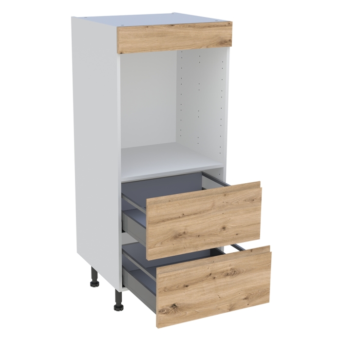 Demi colonne cuisine 2 casseroliers H. 129,6 cm x L. 60 cm - Chêne naturel sans poignée