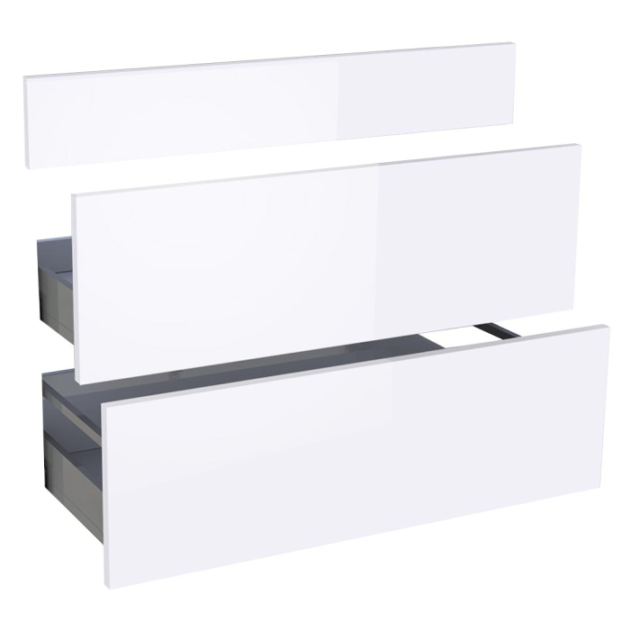 Kit façade meuble cuisine Blanc Brillant 1 faux tiroir, 2 casseroliers H. 71,7 cm L. 89,7 cm
