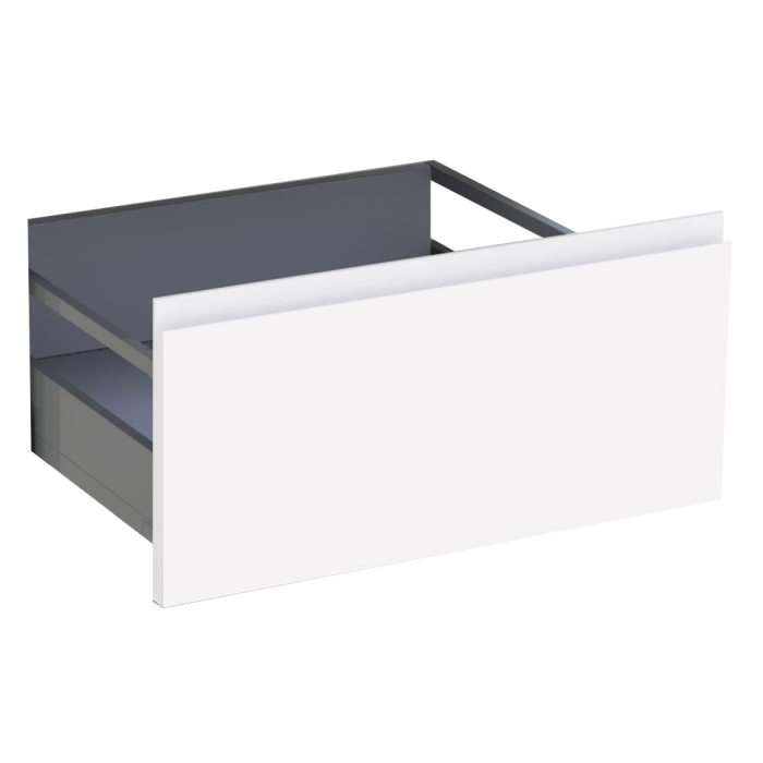 Kit façade meuble cuisine Blanc Brillant Sans Poignée 1 casserolier H. 28,5 cm L. 59,7 cm